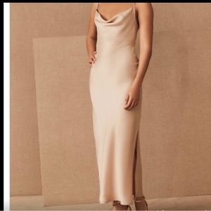 Cali Satin Charmeuse Midi Dress in oyster